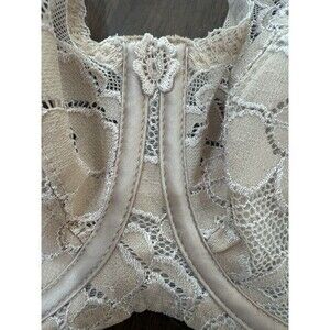 Chantelle Lace Underwire Bra 36DDD Nude Floral Sheer Unlined Made In France